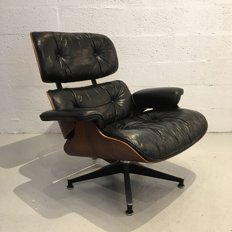 Vintage lounge chair with ottoman by Eames for Herman Miller 1975