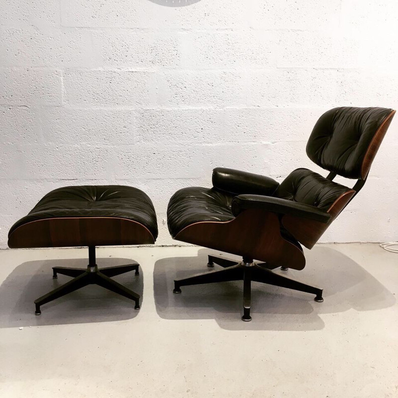 Vintage lounge chair with ottoman by Eames for Herman Miller 1975