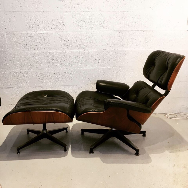 Vintage lounge chair with ottoman by Eames for Herman Miller 1975