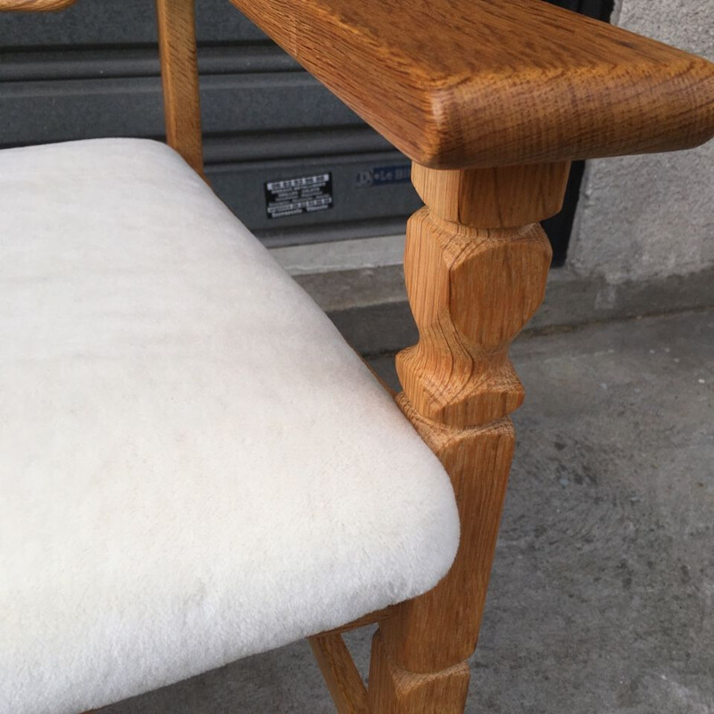 Pair of "Razor blade" chairs by Henning Kjaernulf made of alpaca velvet