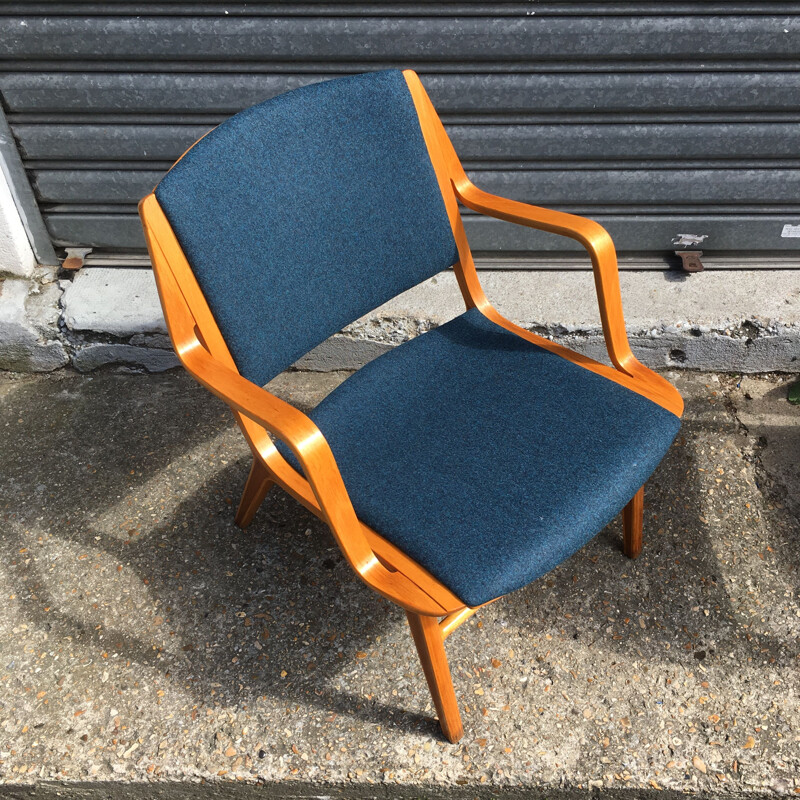 Pair of vintage blue AX armchairs by Peter Hvidt edition Fritz Hansen circa 1960