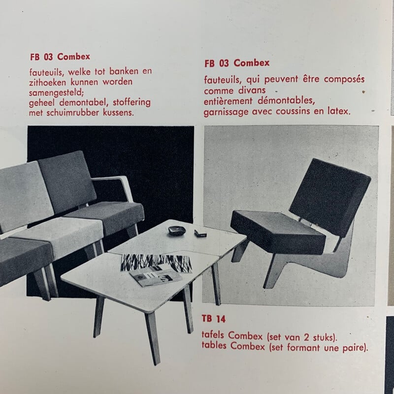 Pair of vintage blue Combex FB03 armchairs by Cees Braakman for Pastoe in 1952