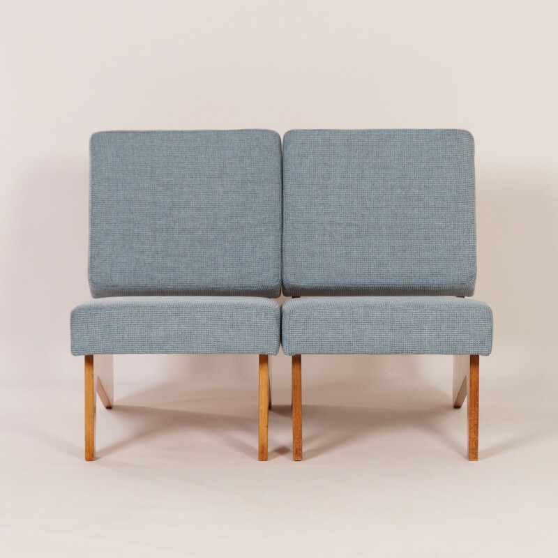 Pair of vintage blue Combex FB03 armchairs by Cees Braakman for Pastoe in 1952