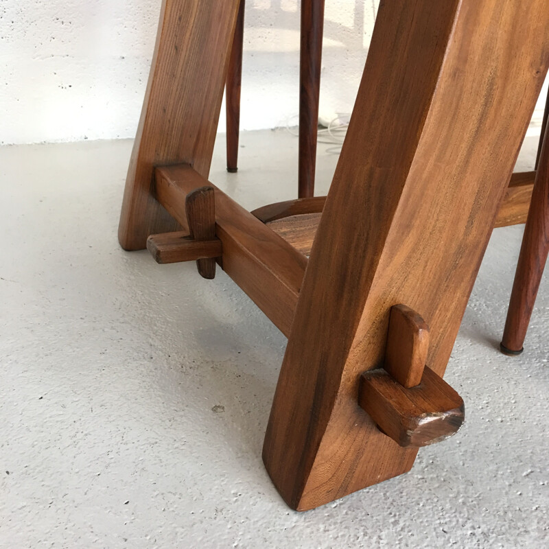 Vintage table in solid elm by Olavi Hänninen for Mikko Nupponen, 1950s