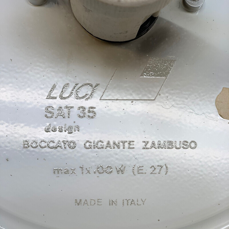 Lampada da parete vintage in vetro e ferro Sat35 per Luci, 1980