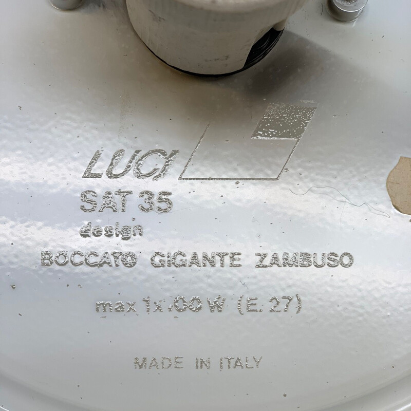 Vintage Sat35 glass and iron wall lamp for Luci, 1980