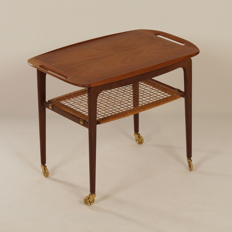 Vintage trolley for CFC Silkeborg in teak and brass 1960