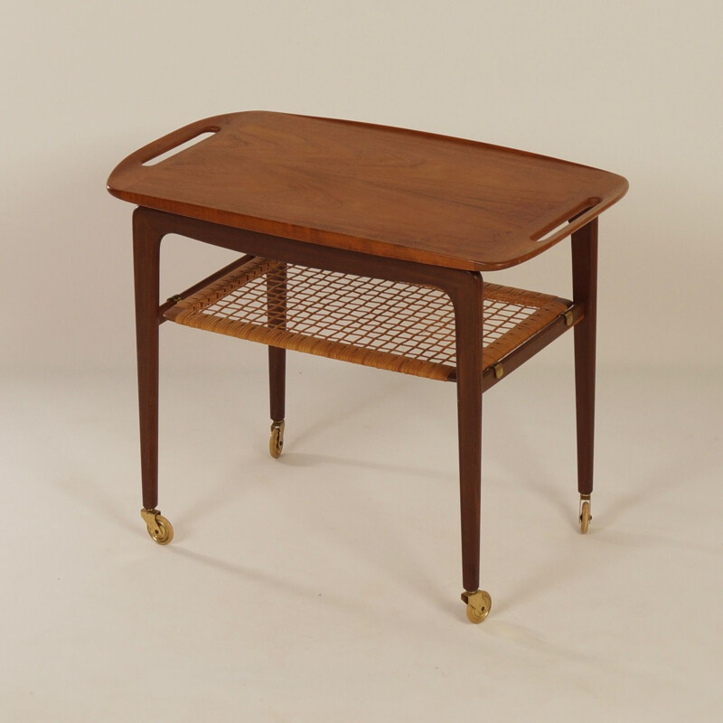 Vintage trolley for CFC Silkeborg in teak and brass 1960