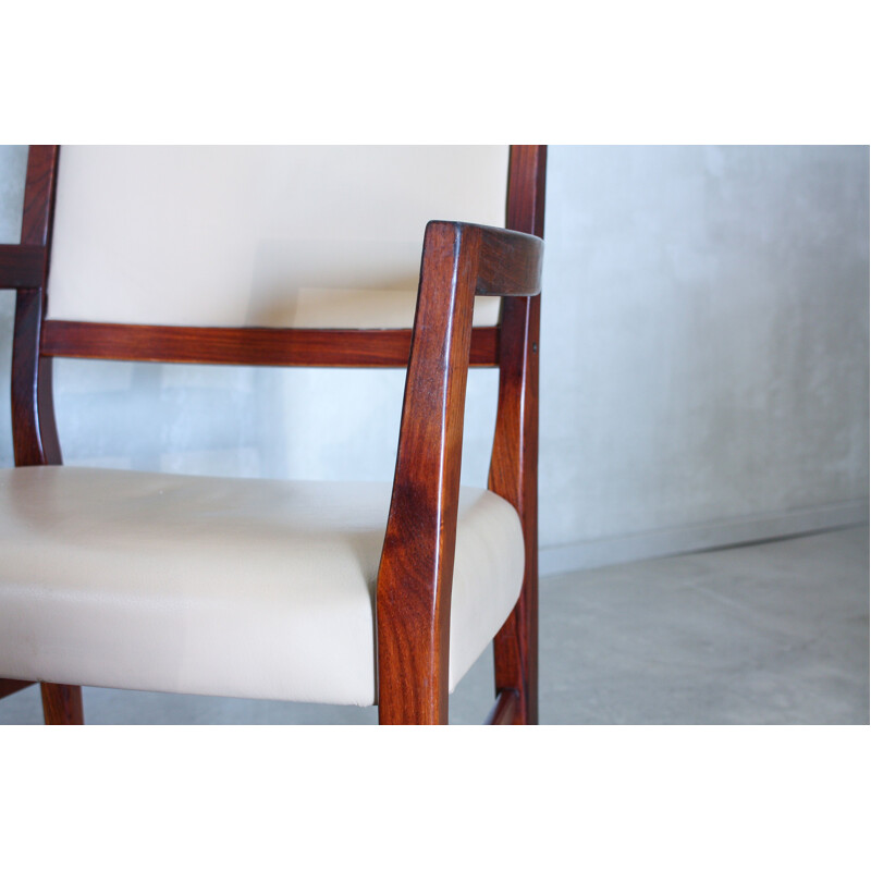 Set of 8 vintage rosewood chairs for Svegards in rosewood and leather 1970
