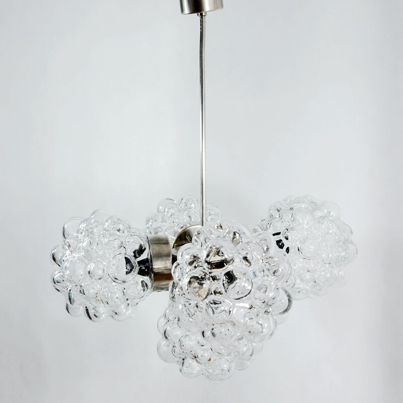 Vintage Brusel chandelier for Kamenický Šenov in glass and metal 1960s