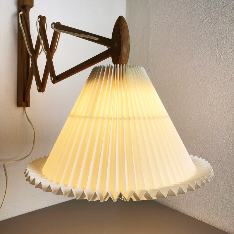 Vintage white scandinavian sconce for Le Klint in oakwood 1960