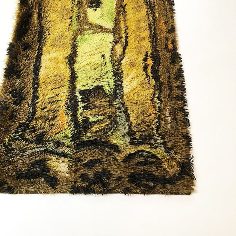 Tappeto pop art scandinavo in lana e cotone 1960