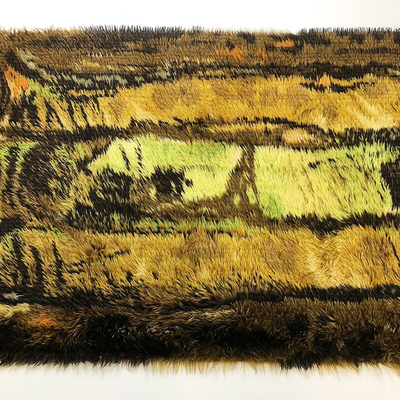Tappeto pop art scandinavo in lana e cotone 1960
