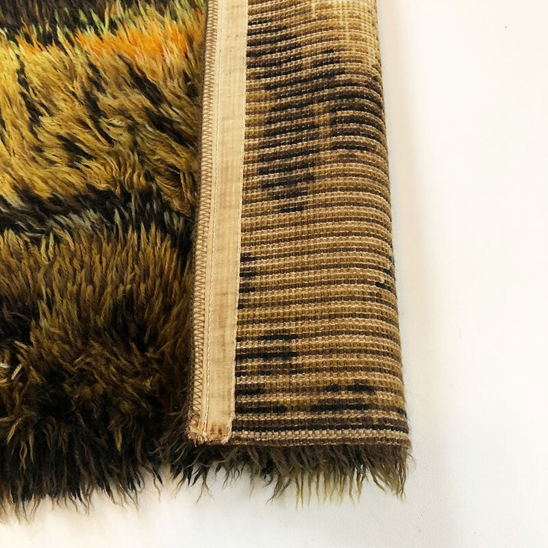 Vintage scandinavian pop art rug in wool and cotton 1960
