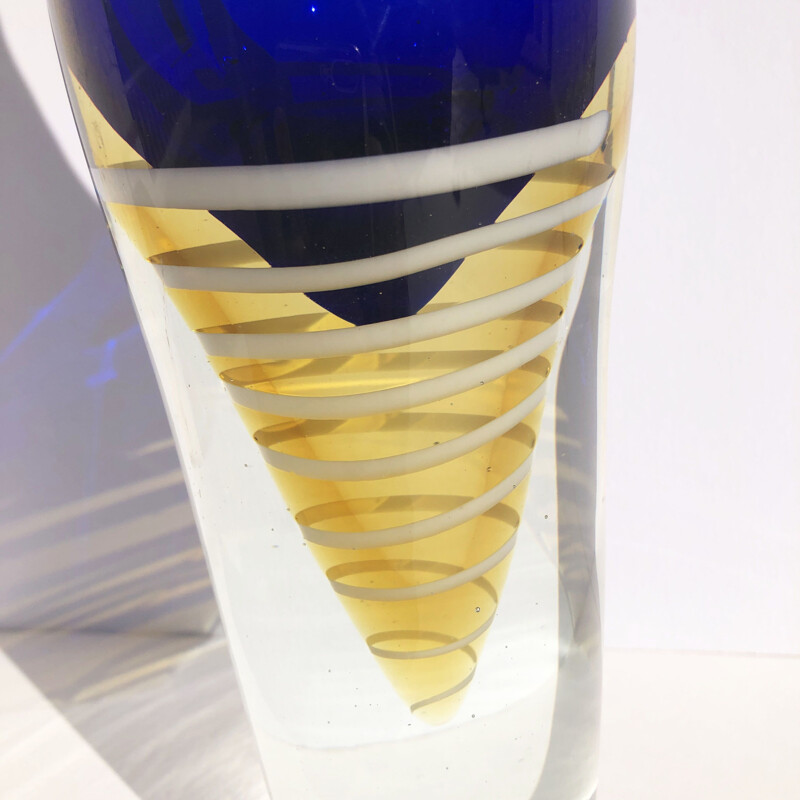 Vase vintage bouteille en verre de Murano 1970