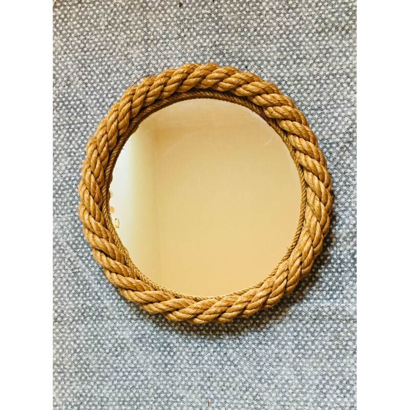 French vintage mirror in rope 1950
