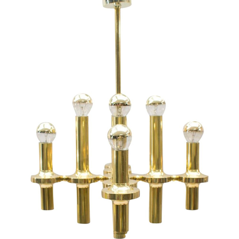 Vintage gold Chandelier in brass, Italy 1960s
