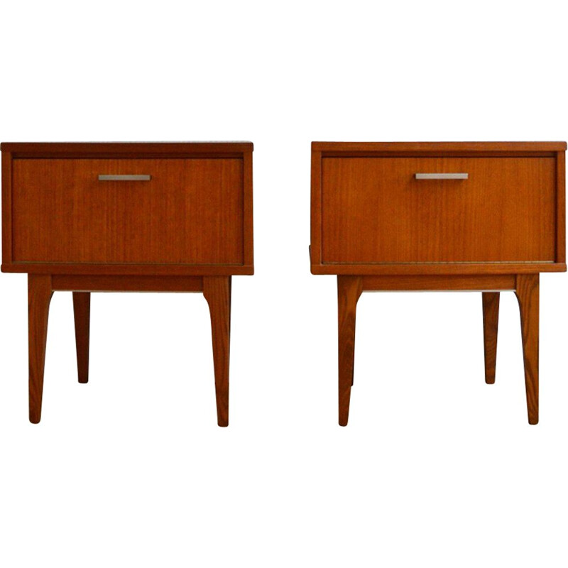 Set of 2 vintage Scandinavian teak night stands