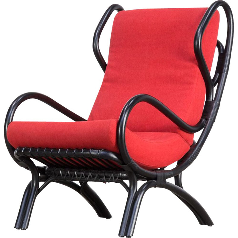 Fauteuil vintage bp16 en bambou noir par Gio Ponti pour Pierantonio Bonacino