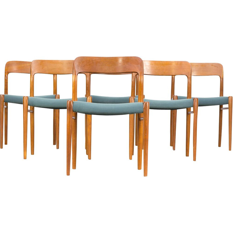 Set of 6 vintage chair model 75 by Niels O. Møller for J.L. Møller
