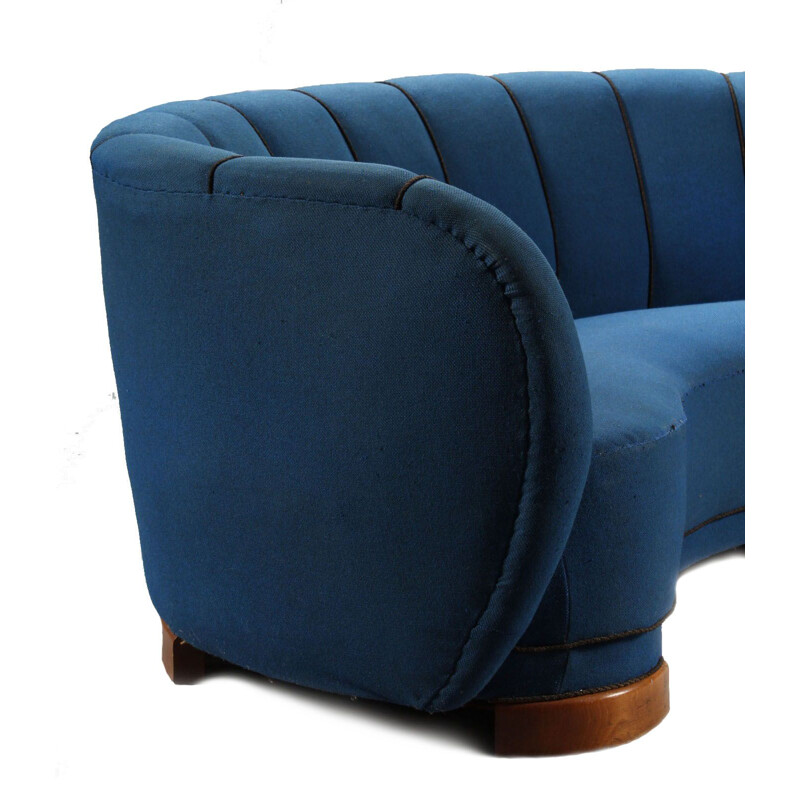 Vintage Danish sofa in blue fabric