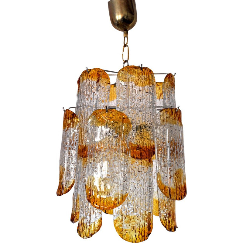 Vintage chandelier Mazzega Murano orange