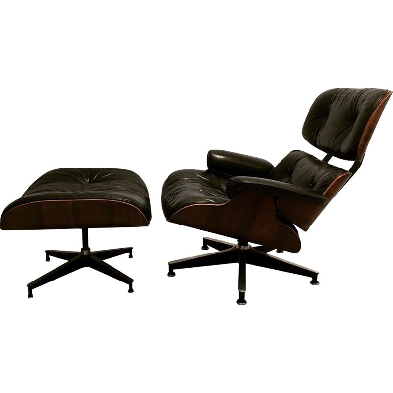 Vintage lounge chair with ottoman by Eames for Herman Miller 1975