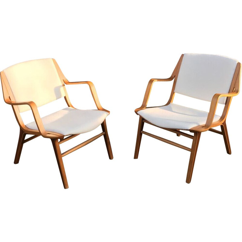 Pair of vintage AX armchairs by Peter Hvidt edition Fritz Hansen circa 1960