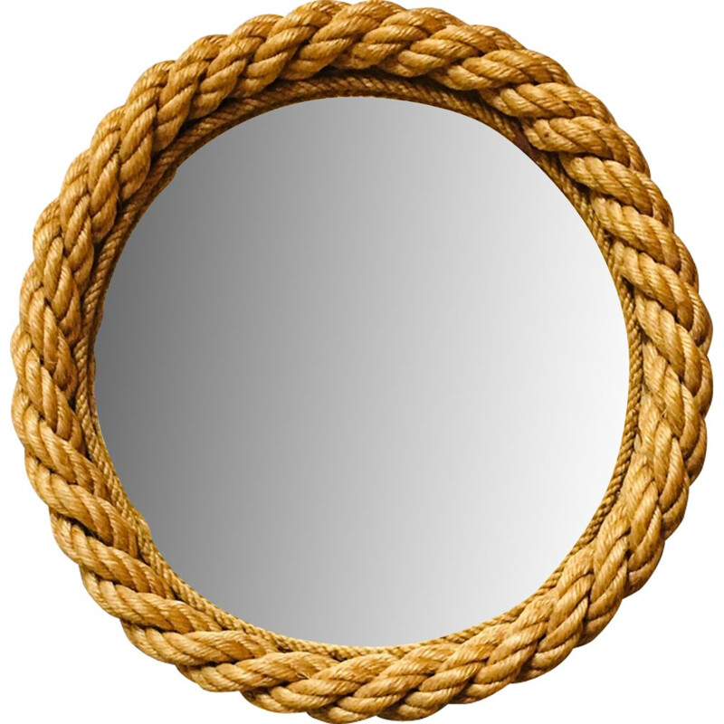 French vintage mirror in rope 1950