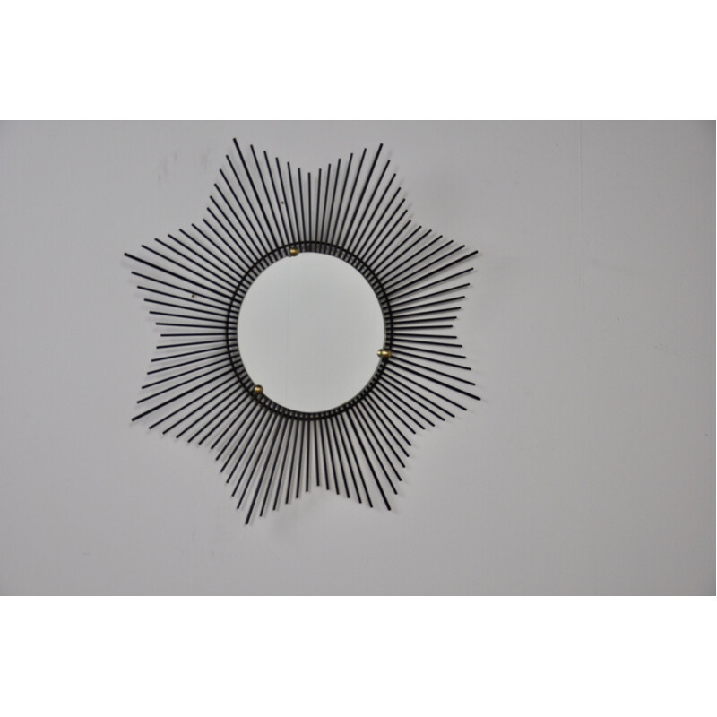 Vintage Sun mirror in black metal