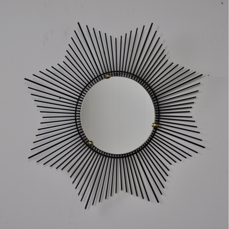 Vintage Sun mirror in black metal