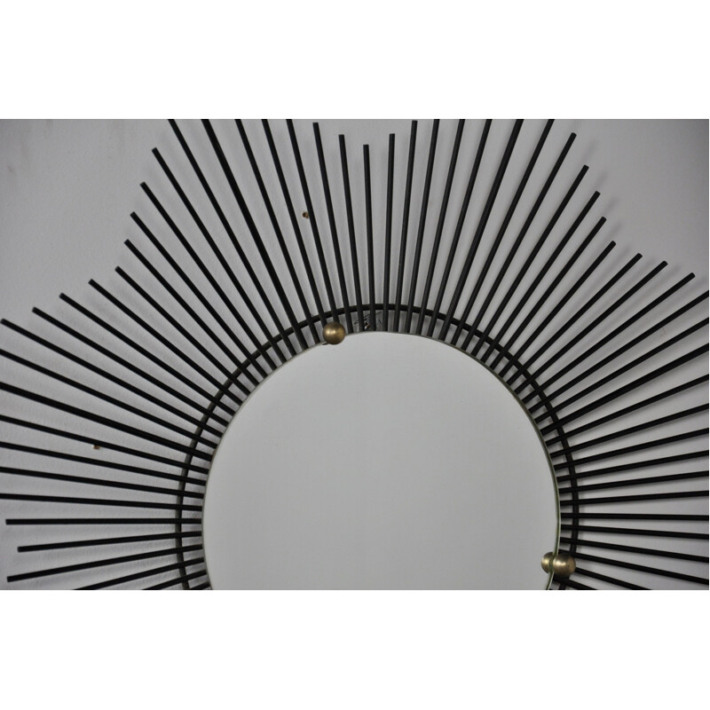 Vintage Sun mirror in black metal