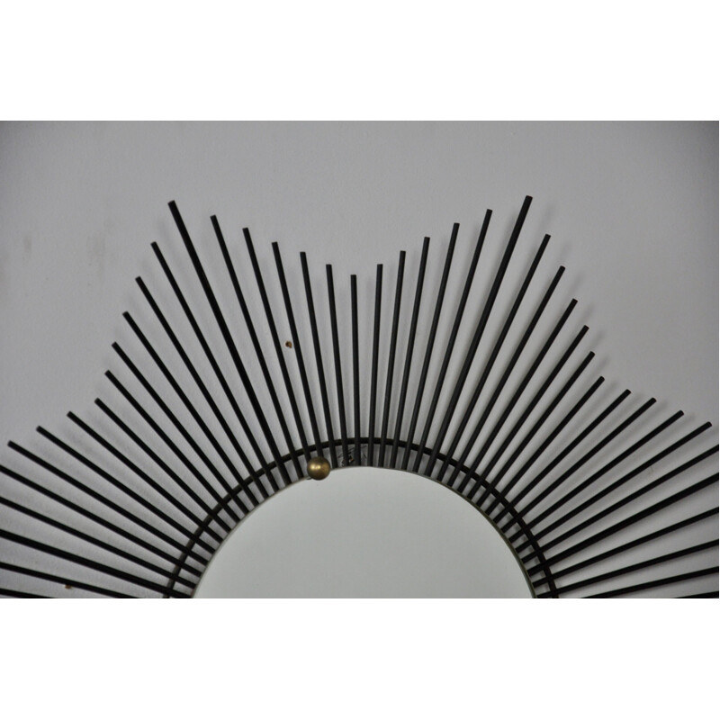 Vintage Sun mirror in black metal