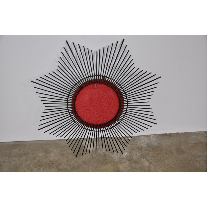 Vintage Sun mirror in black metal