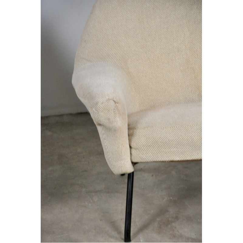 Pair of armchairs in beige fabric by Joseph-André Motte for Steiner