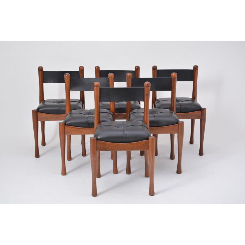 Set of 6 Italian dining chairs by Silvio Coppola for Bernini