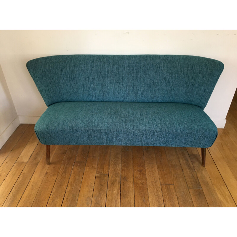 Vintage sofa in blue velvet