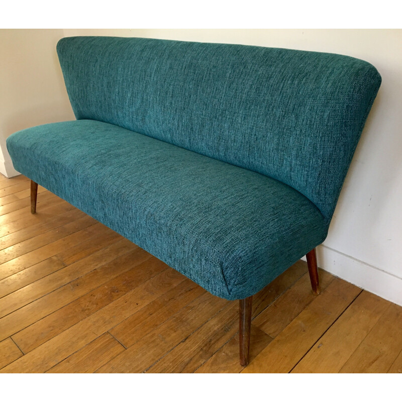 Vintage sofa in blue velvet