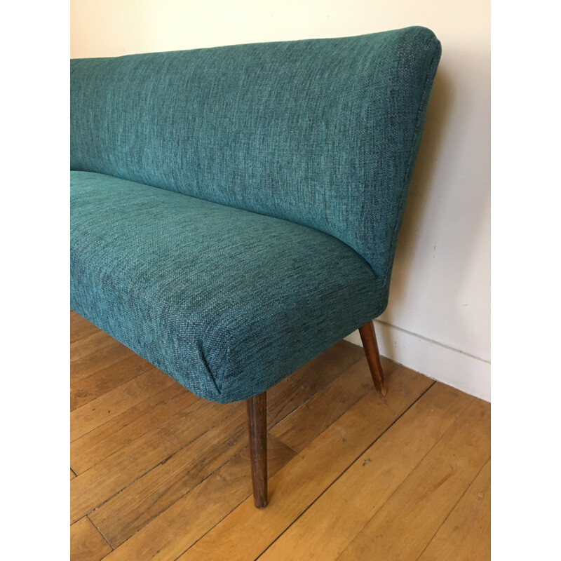 Vintage sofa in blue velvet