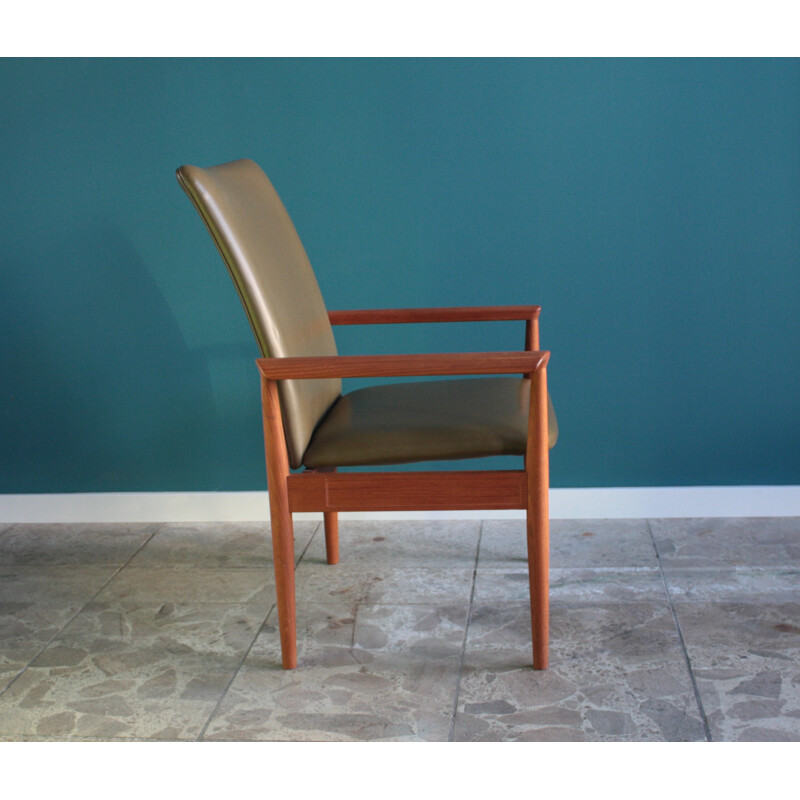 Fauteuil en teck et cuir vert, Finn JUHL - 1960