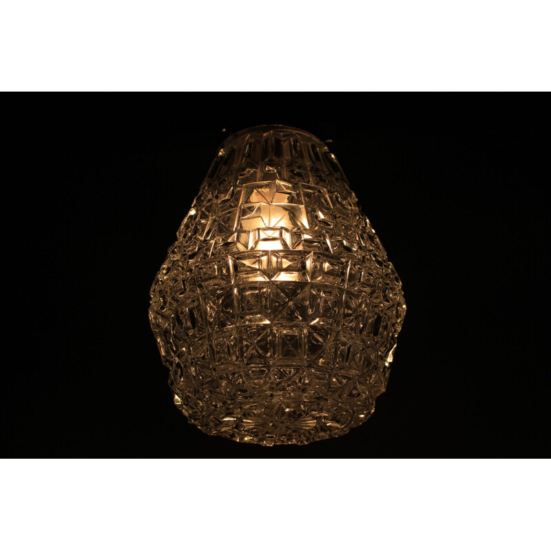 Lámpara de suspensión de cristal vintage de Kamenický Šenov, República Checa 1960