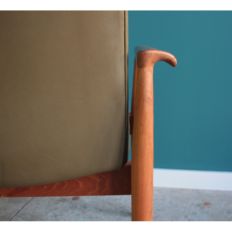 Highback teak and leather armchair, Finn JUHL - 1960s