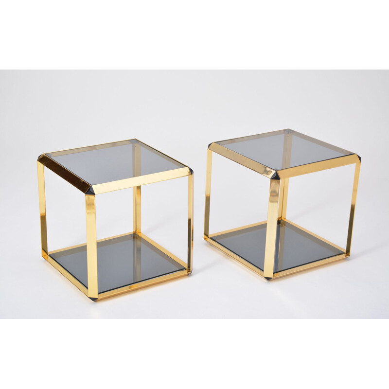 Pair of vintage side tables by Alberto Rosselli for Saporiti