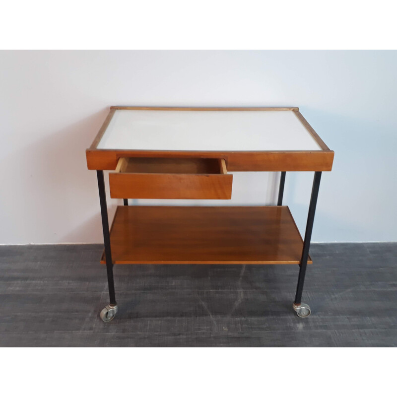 Vintage german trolley for Félix Diller in wood and formica 1960