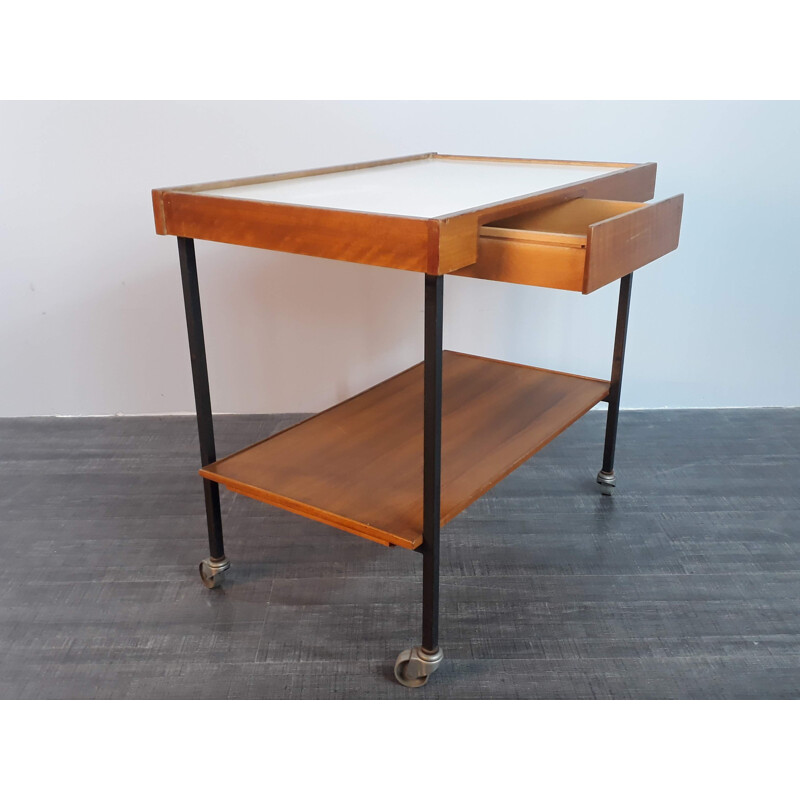 Vintage german trolley for Félix Diller in wood and formica 1960