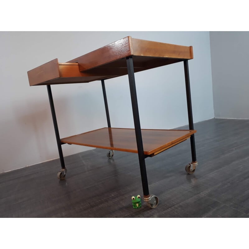 Vintage german trolley for Félix Diller in wood and formica 1960