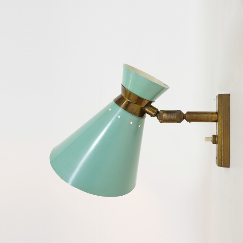 French vintage Diabolo sconce in green metal 1950
