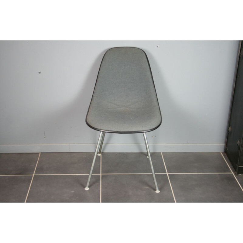Vintage DSX chair by Eames in fiberglass and gray fabric