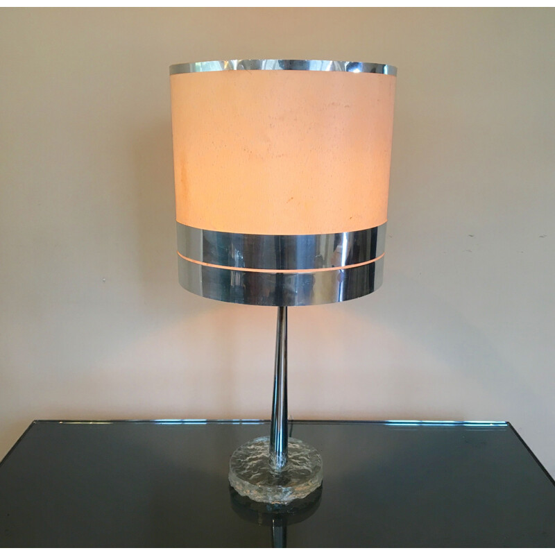 Vintage zilveren glazen lamp van Angelo Brotto, Italië 1970