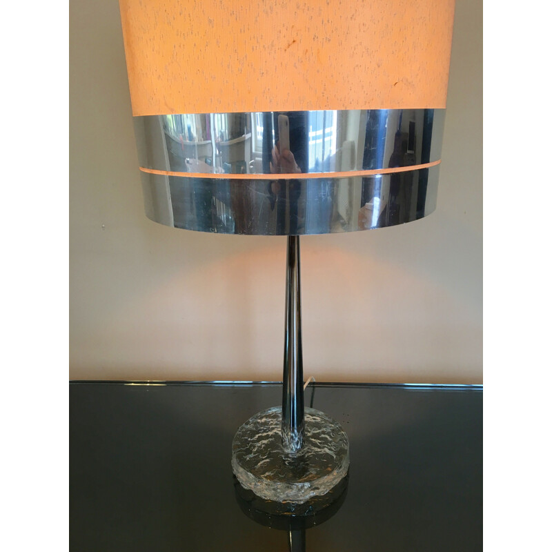 Vintage lamp in silver glass by Angelo Brotto, Italy 1970